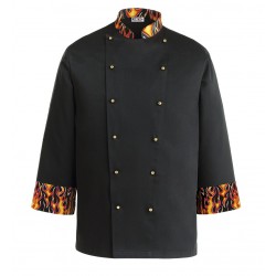 Casaca cocinero EGOCHEF DEVIL 104008. Mangas y cuello estampados