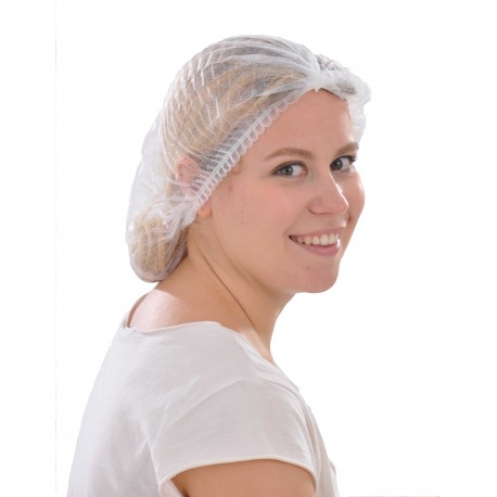 Gorro recogepelo blanco desechable en PP con 1 goma IBP 01/02/060 (Caja 2.000 unidades)