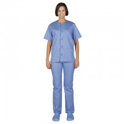 Pijama sanitario cuello redondo y pantalón con botón GARYS 844