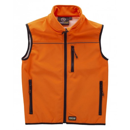 Workshell combinado con canesú alta visibilidad Marino / Naranja