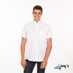 Camisa de hombre camarero en manga corta cuello Mao GARYS 2961