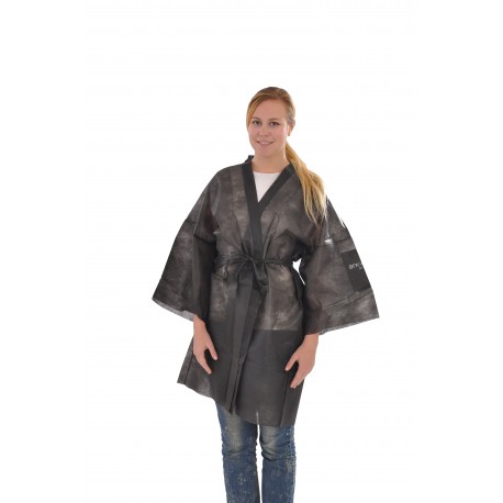 Bata Kimono negra desechable IBP 05/02/130 (Caja 100 unidades)