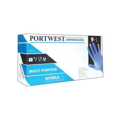 Guante desechable de nitrilo PORTWEST A925 (Caja 100 unidades)