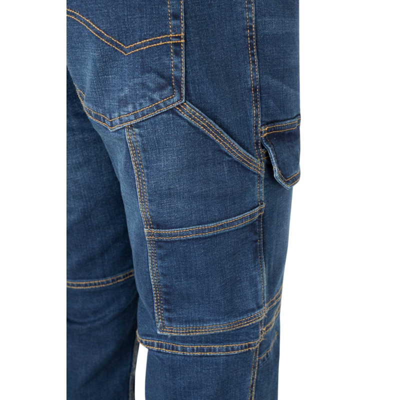 Pantaloni Cargo Stretch VELILLA Multitasche Con Nastri Riflettenti - Blu Navy, Taglia 48 - Per Lavoro, Elettricisti, Fai Da Te