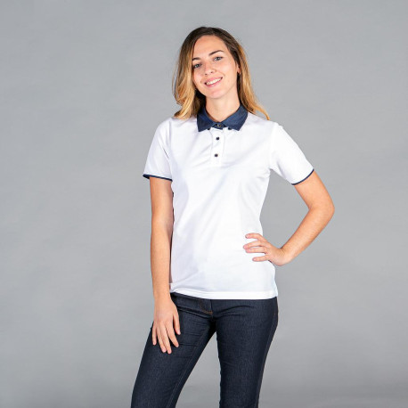 Polo combinado tejano de hosteleria para mujer GARYS 8529 REDLINE