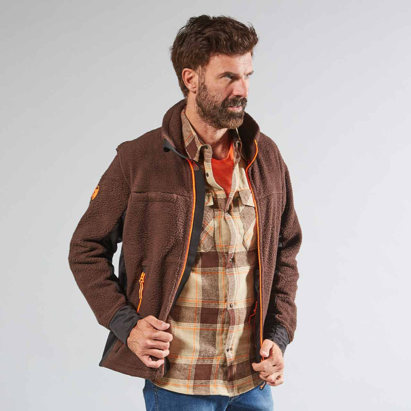 Brandit Chaqueta polar con capucha Worker Marrón - textil Abrigos Hombre  79,90 €