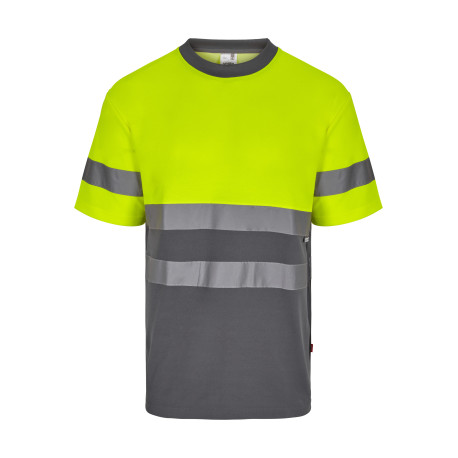 Camiseta de alta visibilidad Velilla 305613 de manga corta con tejido HI VIS Cotton e interior de algodón