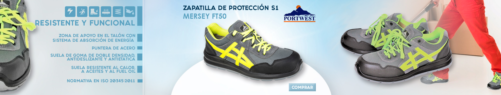 Zapatilla de protección S1 PORTWEST FT50